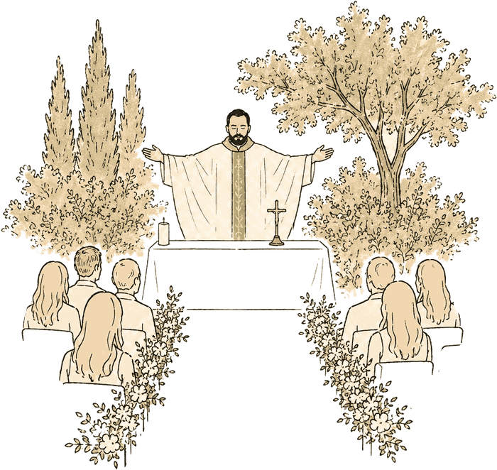 Ilustração da cerimónia religiosa